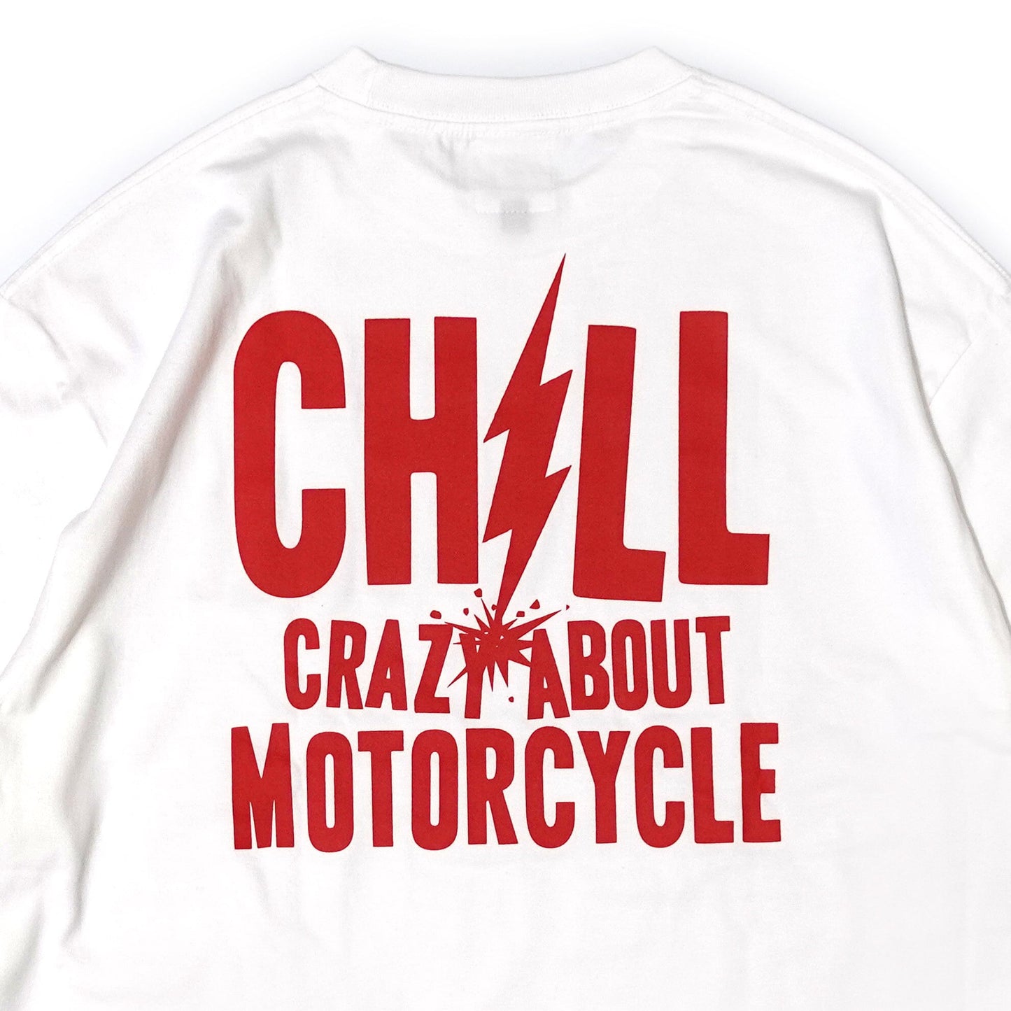 ★SALE★CHILL　CRAZY ABOUT MOTOR CYCLE ロングスリーブTシャツ　ホワイト