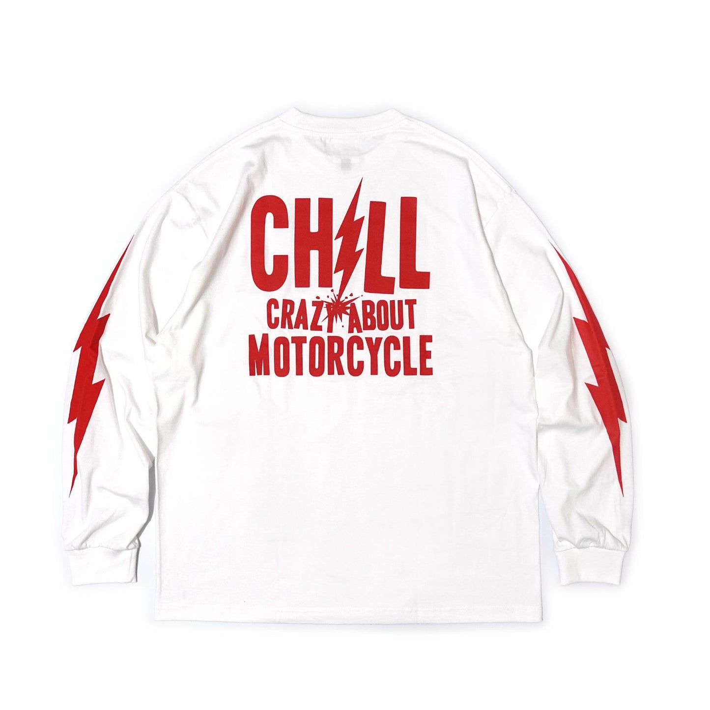 ★SALE★CHILL　CRAZY ABOUT MOTOR CYCLE ロングスリーブTシャツ　ホワイト