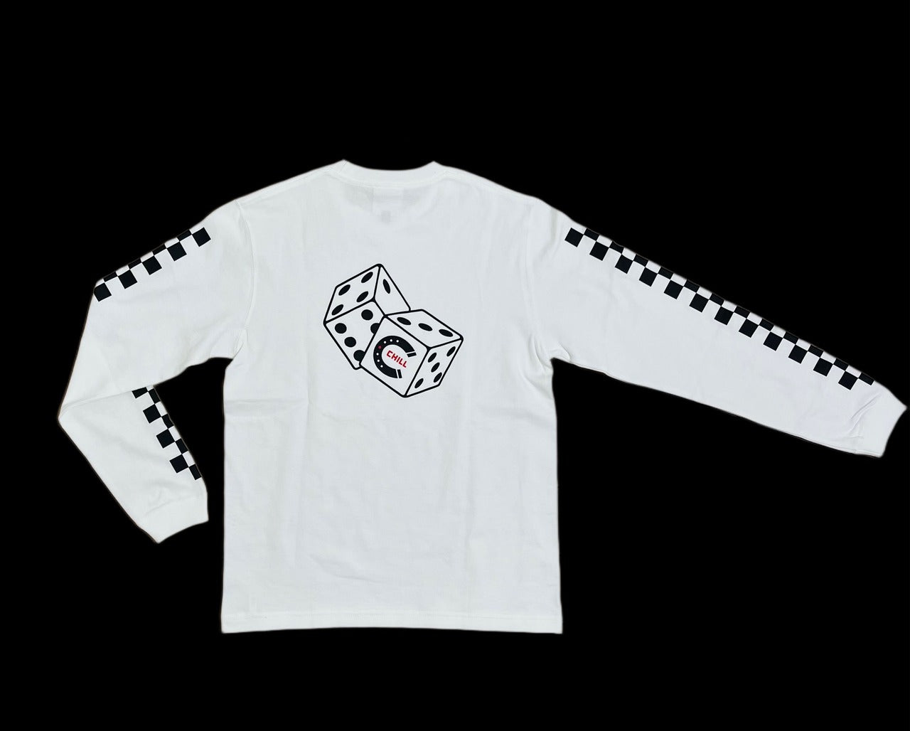 ★SALE★CHILL　プレミアムロングスリープTシャツ（サイコロ）ホワイト
